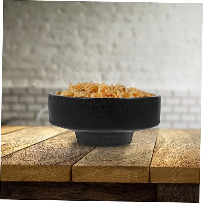 Ceramic Frosted Ramen Bowl High Footed Soup Container for Instant Noodles Salad and Food Storage Household Deep Porcelain Bowl