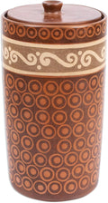 NOVICA Artisan Handcrafted Decorative Ceramic Jar from Mexico Brown Accessories Boxes Rustic [11.5in H x 6in Diam.] ' Waves'