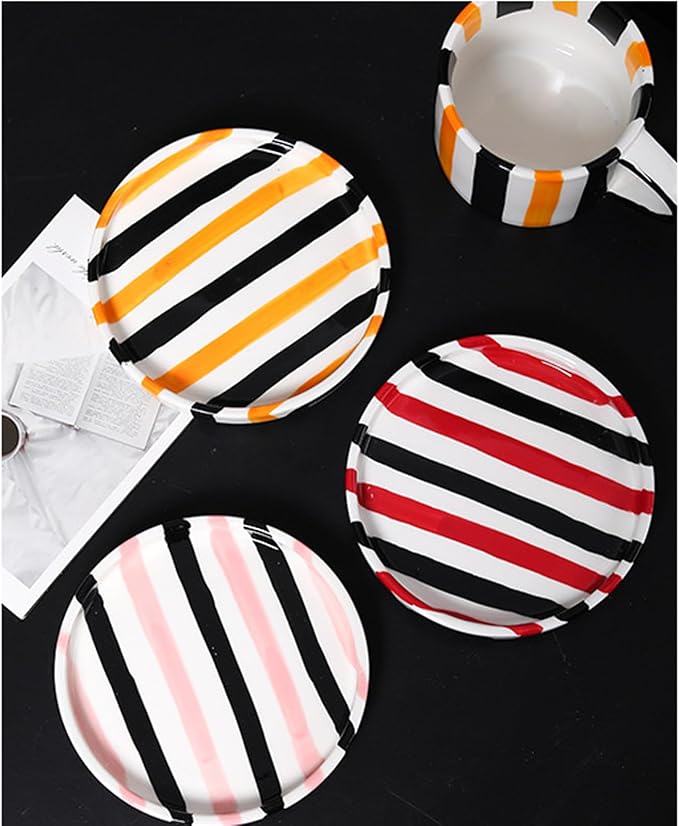 Espresso Cups Ceramic Coffee Mug Series European Striped Dot Coffee Cup And Saucer Mug Cake Plate Afternoon Tea Set Tea Cup And Saucer,Yellowblack