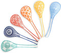 Selamica Asian Ceramic Soup Spoon Set of 6, 6.3 Inch Ramen Spoons, Japanese and Chinese Styles, Assorted Colors