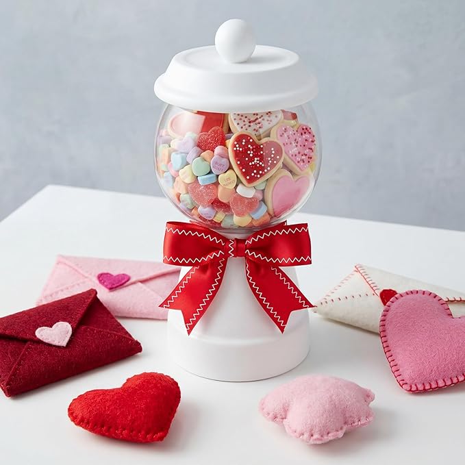 Thyle 27 oz Plastic Candy Jar with Lid Ceramic Candy Jar Food Storage Container for Easter Wedding Party Centerpieces DIY Gifts Game Table Ornament Holder Treats(White)