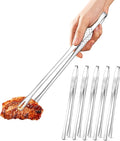 Ugotit 6 Pack Cooking Tongs 11 Inch, Korean BBQ Tongs Stainless Steel Kitchen Tweezers, Japanese Yakiniku Grill Tongs for BBQ, Frying, Salad, Hot Pot