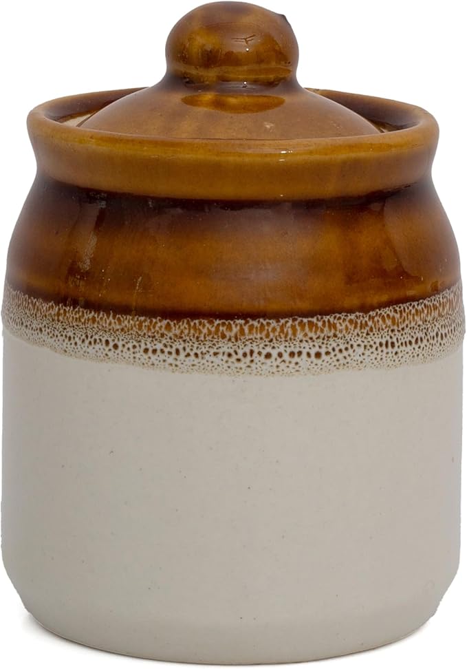 Decorative Ceramic Jar With Lid For Kitchen Pantry Countertop Home Dining Table Accessories Condiment Pickle Spice Coffee Tea Caddy Sugar Salt Herbs Food Storage Canister Holder Hand Painted