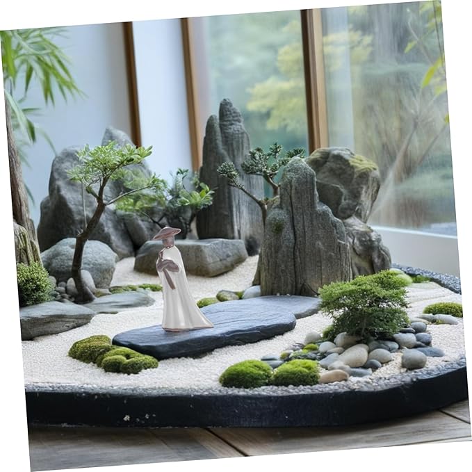 ibasenice Samurai Statue Monk Figurine Japanese Home Decor Asian Garden Sculpture Ceramic Table Ornament