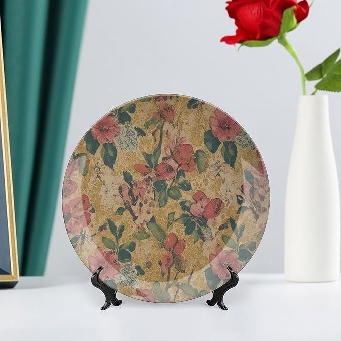 Spain Exotic Thibaut Floral Vintage Plates of 6", 7", 8", 10", Customize Christmas Ceramic Ornaments Dessert Plates Gifts Wedding Housewarming Gifts Office, Including Bracket And Special Hook