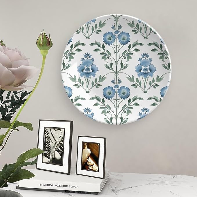 Vintage Plates Mughal Flower Mughal Flower in Monsoon Customize Decor for Table Household Office Home Porcelain Dessert Plate Set with Display Stand And Hook Up, Multi Sizes, Gifts for Men Women