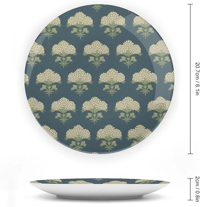 Hydrangea Indigo Floral in Navy Blue Vintage Plates of 6", 7", 8", 10", Custom Christmas Design Design Collector Plates, Customize Gifts, Wall Club Decorations Table, with Display Stand And Hook Up