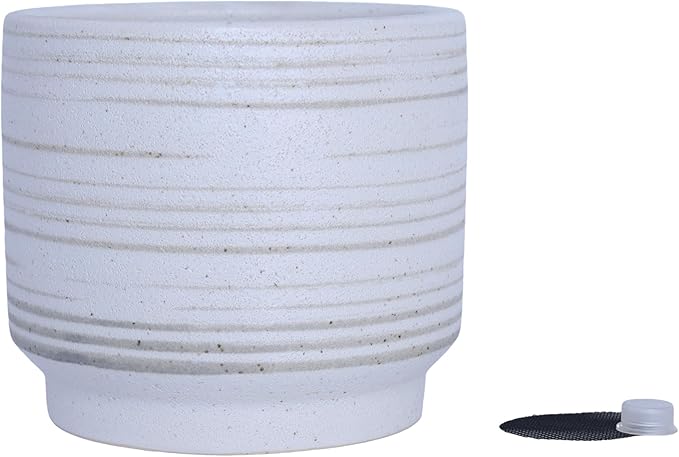 Ceramic Plant Pot 6 Inch Planter with Drainage Hole & Mesh Pad for Indoor Plant Pots Outdoor Plants Modern Plant Pot -Cylinder Round Ceramic Pots for Plants Succulent/Herbs/Violets