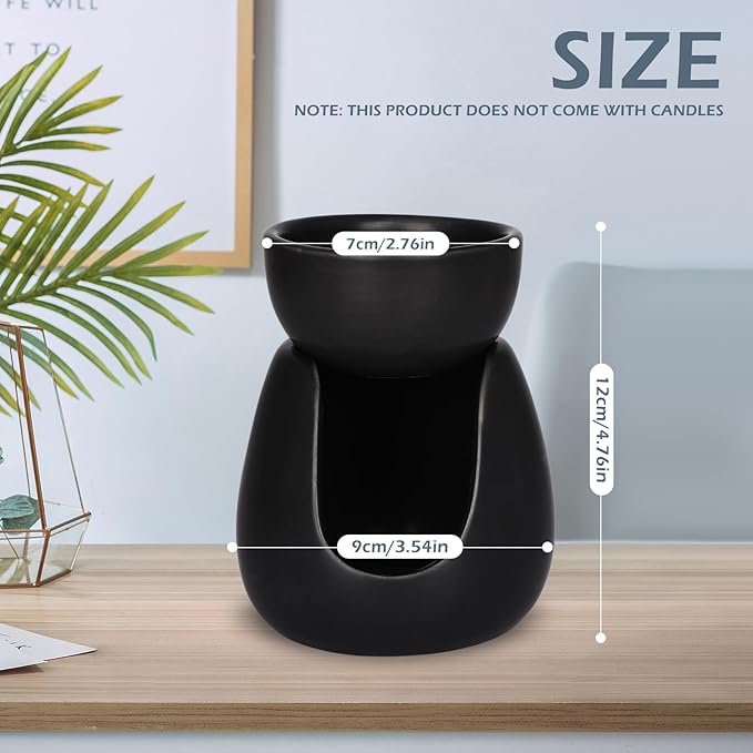WD&CD Ceramic Tea Light Candle Holder Essential Oil Burner Tealight Aroma Diffuser Furnace Ceramic Tealight Candle Holder Home Decoration Romantic Black