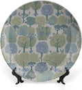 Home Decorations Fashion Plates, Green And Blue Forest Custom Christmas Gifts Design Collector Plates for Display Table Wall Decor, Including Bracket And Special Hook