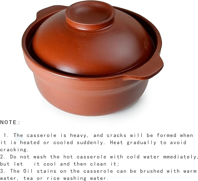 Shaguo Bowl Casserole Pot Clay Stone for Cooking Dolsot Bibimbap Soup Exclusive Range Unglazed Earthen (clay lid)