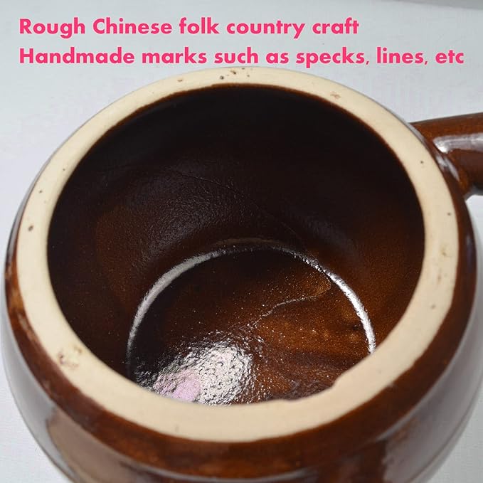Casserole Clay Pot 60oz Heat-resistant Handmade Earthen Cooking Serving with Lid Soup Spout (1800ml brown)
