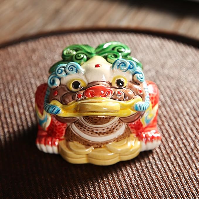 Ceramic Frog Statue Feng Shui Decor Money Toad Good Luck Charms Frog Gifts Decor for Housewarming Congratulatory, Attract Wealth and Good Luck Shelves Home Decor Gifts