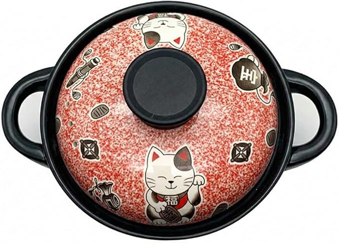 Japanese Clay Pot for Cooking with Lid - Ceramic Casserole Dish & Korean Stone Pot Alternative - Durable Earthenware Nabe Cookware for Rice, Stew & Miso Soup (Non-stick Glaze),2.5L,E