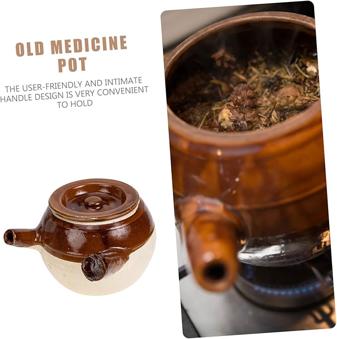 Old Fashioned Medicine Pot Pottery Clay Cooking Pot Traditional Chinese Medicine Cooker Stove Cooking Casserole Medicine Boiling Pot Chinese Medicine Casserole Kitchen Accessory