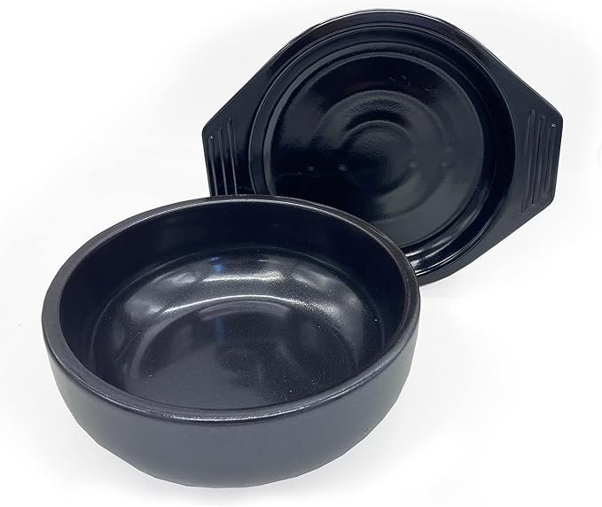 Korean Cooking Ceramic Bowls(7.6'') Dolsot with Trivet Sizzling Hot Pot for Bibimbap,Double Glazed Soup Dish Heat Resistant Stew Stone Basins