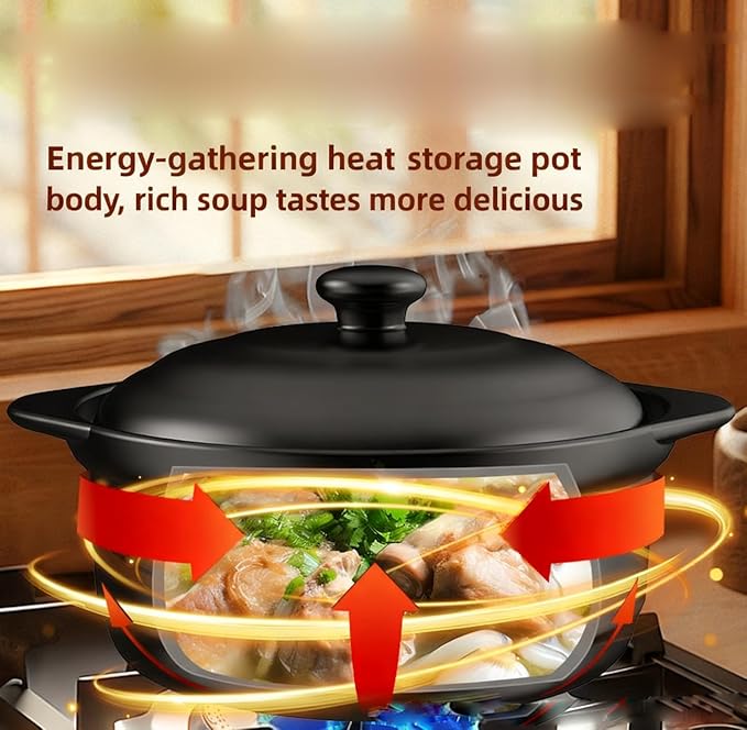 Ceramic Pot with Lid, Heat-Resistant Clay Pot for Cooking, Korean Stone Pot for Soup, Bibimbap, and Stew, 1.9 Quart,1.3L,White