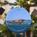 California San Francisco Alcatraz Island Sea USA America Christmas Ornaments for Tree Ceramic Pendant Double Sided Ornament Decor Xmas Gifts Porcelain Hanging Travel Souvenirs Birthday Gift for Family