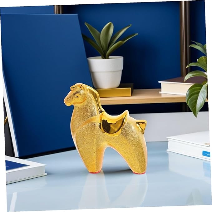 Angoily Year of Horse Ceramic Sculpture Decorative Figurine for Living Office Desk Fade-Resistant Finish Horse Statue Symbolizing Success and Ambition Small Elegant Animal Ornament