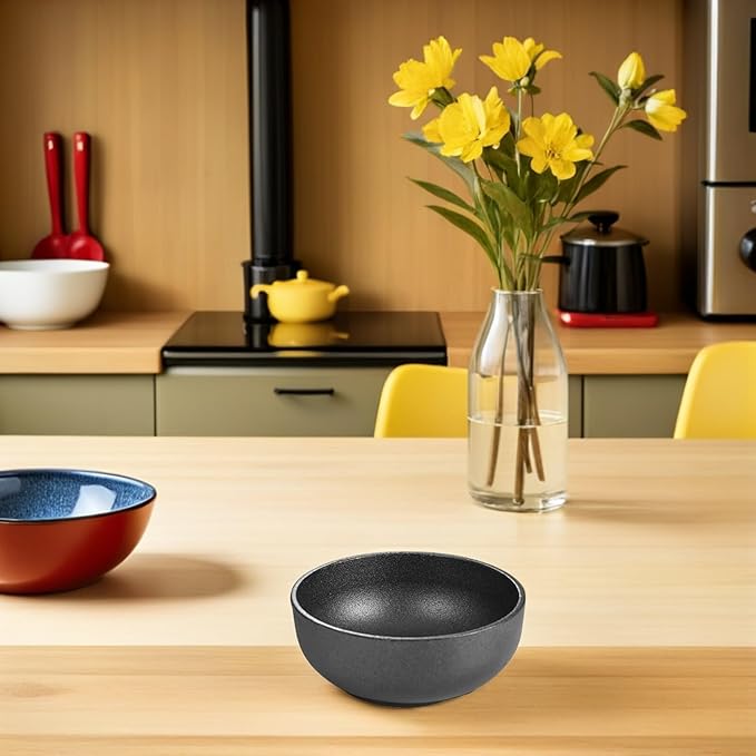 ARTIBETTER Cast Iron Bibimbap Bowl 17cm Korean Stone Pot Multi-function Food Serving Bowl for Rice and Soup Restaurant Kitchen Use