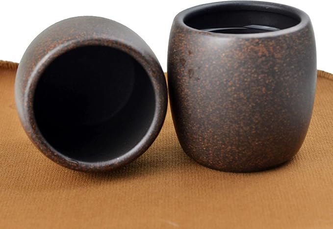 Teacup 2pcs Chinese Clay Genuine Black Sand Heijingan Zisha GongfuTea Cups (Round drum)
