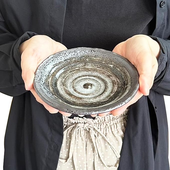 5.9 inches Serving Plates Set of 5, Rough Cut Shape Pottery, Dishwasher and microwave safe,Japanese Traditional Style and Color, Dessert plates, Appetizer Plates, Salad Plates (Appetizer Plate)