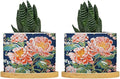 Bright and Chinoiserie Ceramic Planter Coral Peony Floral Planters for Outdoor Plants with Drainage Holes and Saucers Pot for Pots Outdoor Indoor Plants