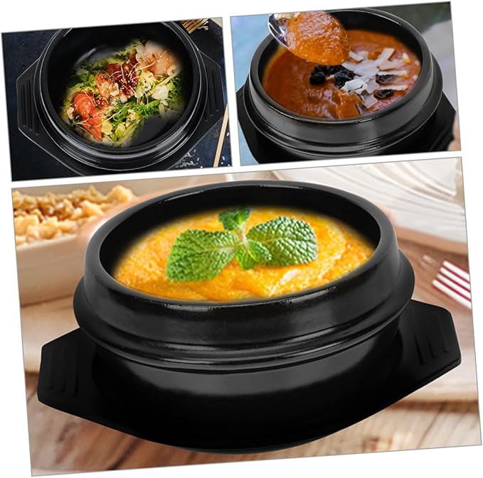 Unomor Korean Stone Pot Ceramic Cooking Pot Stewing Casserole Bibimbap Stove Top Non Toxic Easy to Clean Home Restaurant