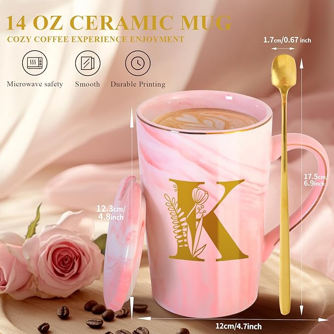 MNZZ Personalized Ceramic Coffee Mug with Lid Tea Cup Mother Day Best Mama Mom Ever from Daughter Son Gifts Christmas Xmas Valentines Birthday Groom Bride Mother In Law Personalized Special Present,K