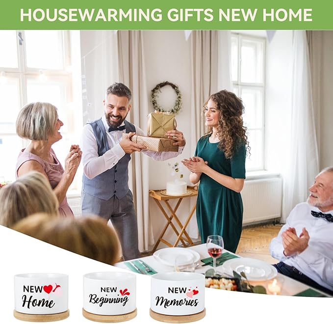Housewarming Gifts New Home,Funny Ceramic Plant Pots Gifts for New Home for Women Men Neighbor Homeowner, Indoor Plants Garden Planters Succulent Pots(No Plants)(Newhome)