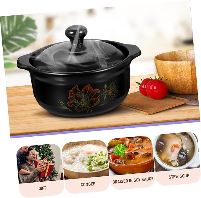 ABOOFAN Kitchen Ceramic Pot for Stewing High-temp Resistant Casserole for Home Cooking Ergonomic Design for Safe Handling for Soup and Rice Dishes Servings