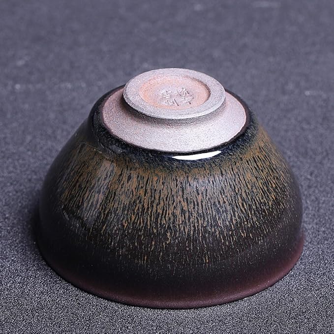 Traditional Japanese ceramic tea bowl, handcrafted with Tenmoku glaze, matcha bowl, tea ceremony cup, Jian ware, master-crafted teacup, Tenmokubowl (Jianhao teacup)