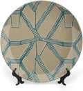 Christmas China Plates for Display Fuchsia Ikat Geometric Teal Farmhouse Club Supplies Ceramic Salad Plates with Display Stand Personalized Gifts for Men Women, 6", 7", 8", 10"