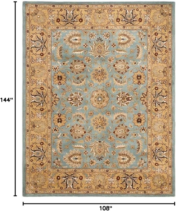 SAFAVIEH Heritage Collection Area Rug - 9' x 12', Blue & Gold, Handmade Traditional Oriental Wool, Ideal for High Traffic Areas in Living Room, Bedroom (HG958A)