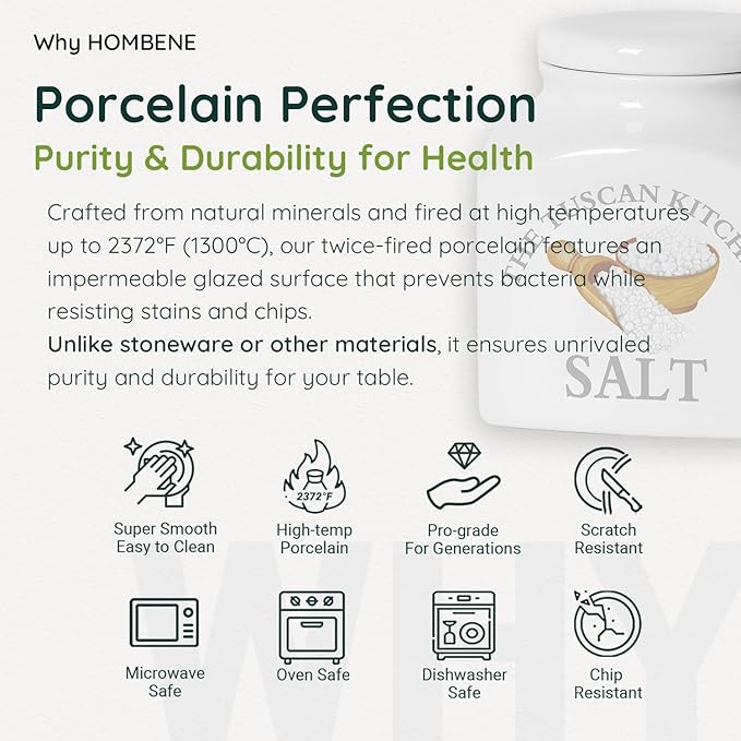 HOMBENE Kitchen Canisters Ceramic Containers, Food Storage Jar with Airtight Lids, 17 oz Containers Jar for Pistachios and Almonds Set of 2, White