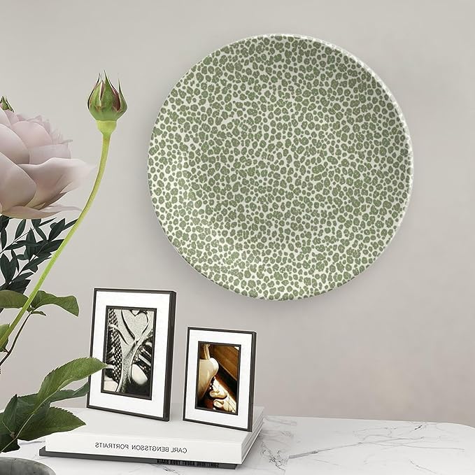 Custom Gifts Fashion Plates, Sage Green Navy Cheetah Leopard Animal Print Ceramic Dinner Plates Festival Including Bracket And Special Hook, Antique Decor for Home Club Display, 6", 7", 8", 10"
