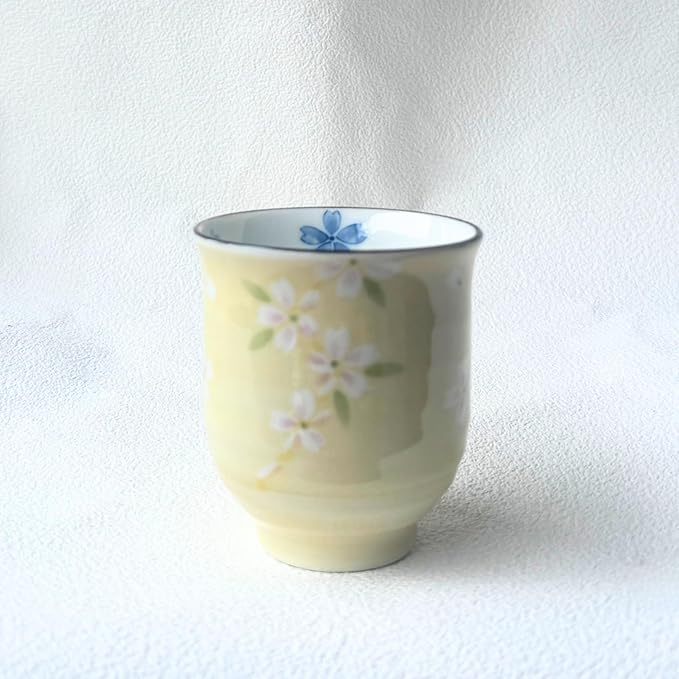 Yunomi Mino ware Japanese green tea cup, Cherry blossom Japan,6.76oz