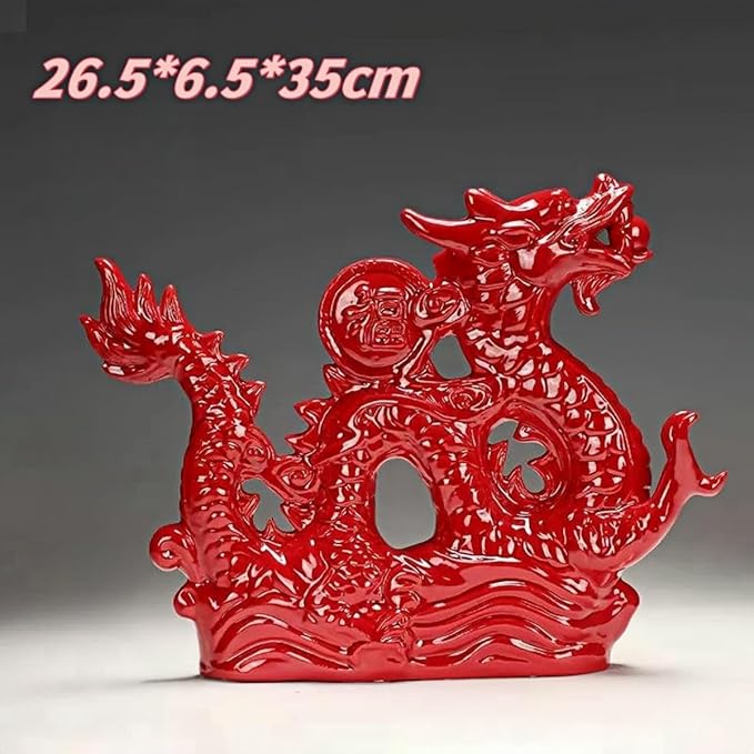 Collectible Sculptures/Figurines Ceramic Zodiac Dragon Sculpture Asian Feng Shui Ornaments Symbolize Power and Nobility Red Lucky Dragon