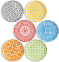 Dessert Plate Set of 6-8 Inch Ceramic Salad and Appetizer Plates - Vibrant Mix-and-Match Colors - Dishwasher and Microwave Safe