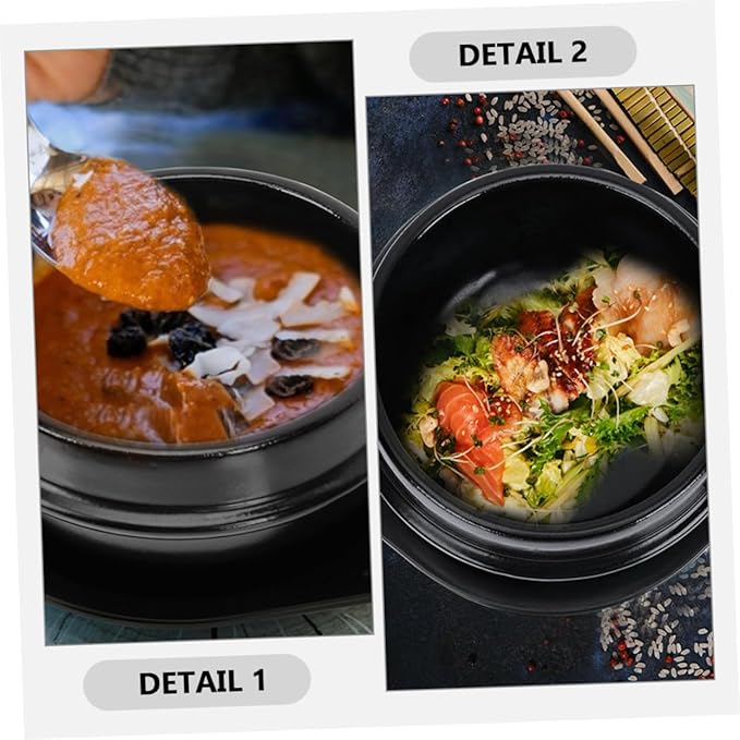 LIFKOME Casserole Cookware Korean Stone Pot Korean Dolsot Pot Bibimbap Bowl Heat Resistant Ceramic Easy to Clean
