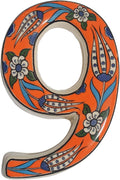 Large Ceramic Housewarming Sign Ceramic Address Plaque House Numbers Sign Door Personalized Coloured Decorative Hand Decoratede Housewarming Gifts Tulip Design 12 * 9 cm (Orange, 9)