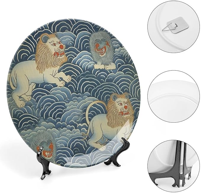 Blue Tibet Tiger China Plates for Display Wall Wedding Supplies Housewarming Gifts Farmhouse Holiday Party Decorations Customize Gifts for Men Women Halloween, 6", 7", 9", 10"