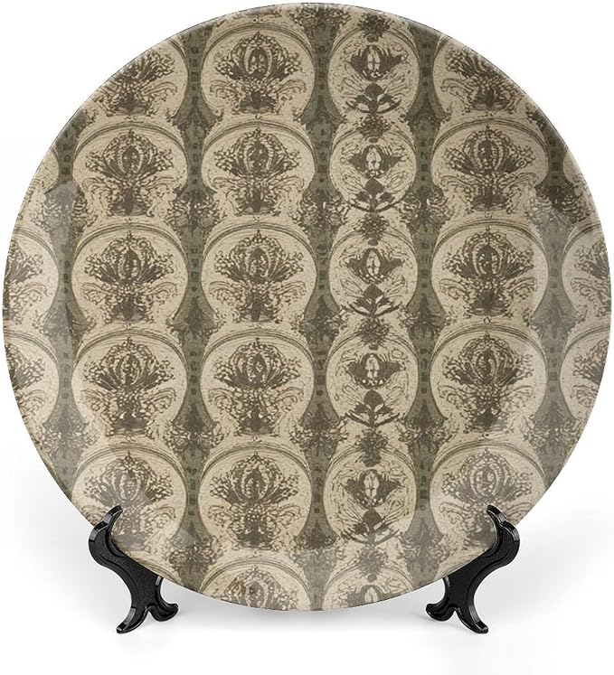 Geometric Western Ikat Vintage Plates Decor for Household Wedding Wall Customize Birthday Idea Gifts Ceramic Craft for Decorative Ornaments Including Bracket And Special Hook, Multi Sizes by Choosing