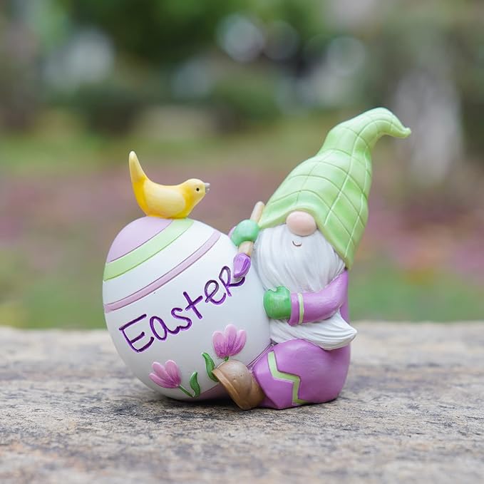Newman House Studio Easter Gnomes-Decorations Spring Tabletop Ornaments - Spring Decor Resin Faceless Gnomes with Egg Figurines for Easter Gifts Theme Party or Basket Stuffers 4 * 2.5 * 3.5 inch