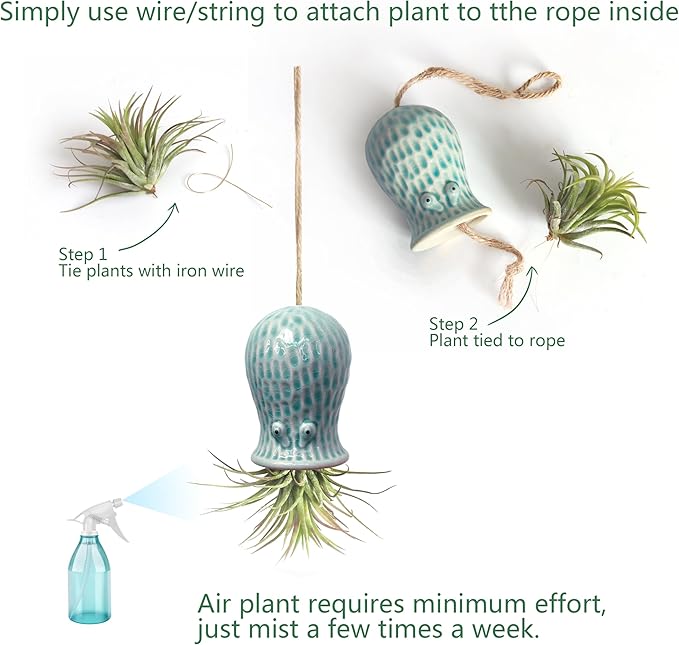 Octopus Air Plant Holder - 5 Pack Resin Hanging Stand for Home Decor, Cute Hanger for Air Plants/Succulent, Octopus Decor for Living Room/Office