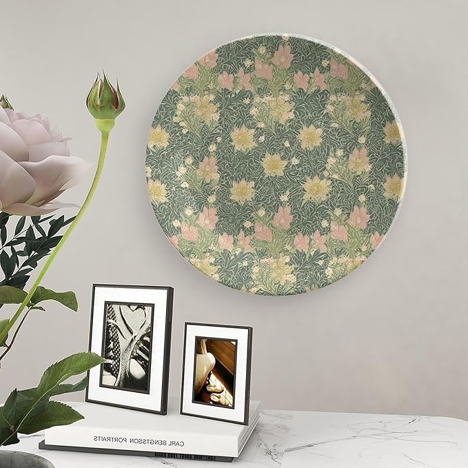 Spring William Morris Flowers China Plates of 6", 7", 8", 10", Personalized Christmas Design Design Collector Plates, Custom Gifts, Home Office Decorations Club, Including Bracket And Special Hook