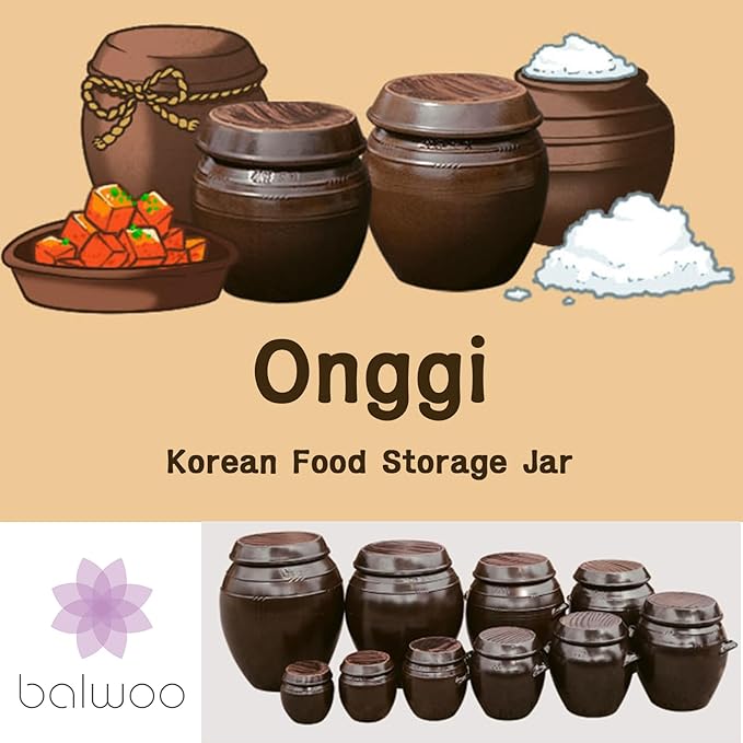 Earthenware Onggi Korean Traditional Clay Jar Ceramic Canister/Handmade Food Sauce Storage Container for Tea, Coffee Bean, Salt/Breathing Clay Pot Kimchi Fermentation Crock (7L(1.8 gal))