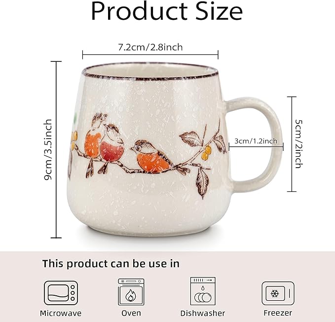 clothmile 2.8 inch 4 Pieces Japanese Retro Ceramics Mug Asian Chinese Coffee Cups Set for Restaurant, Diner, Farmhouse, Coffee Shop, Home