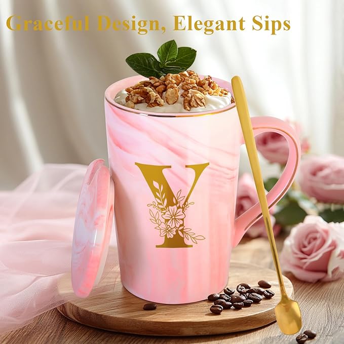 MNZZ Personalized Ceramic Coffee Mug with Lid Tea Cup Women Men Teacher Gifts Female Male Best New Appreciation Thank you Favorite Good Goodbye Retirement Friends Social Student Bestie,Y
