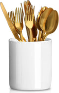 White Ceramic Silverware Cutlery Holder,Utensil Holder Flatware Caddy Cutlery Storage Organizer for Kitchen and Countertop